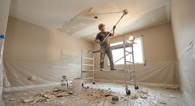 Knockdown Ceiling Removal in Overland Park, KS